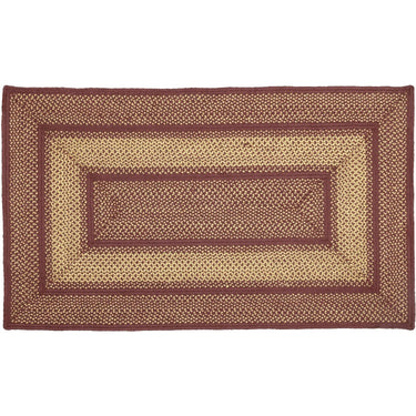 Burgundy Red Primitive Jute Braided Rug Rect 3'x5' with Rug Pad VHC Brands - The Fox Decor
